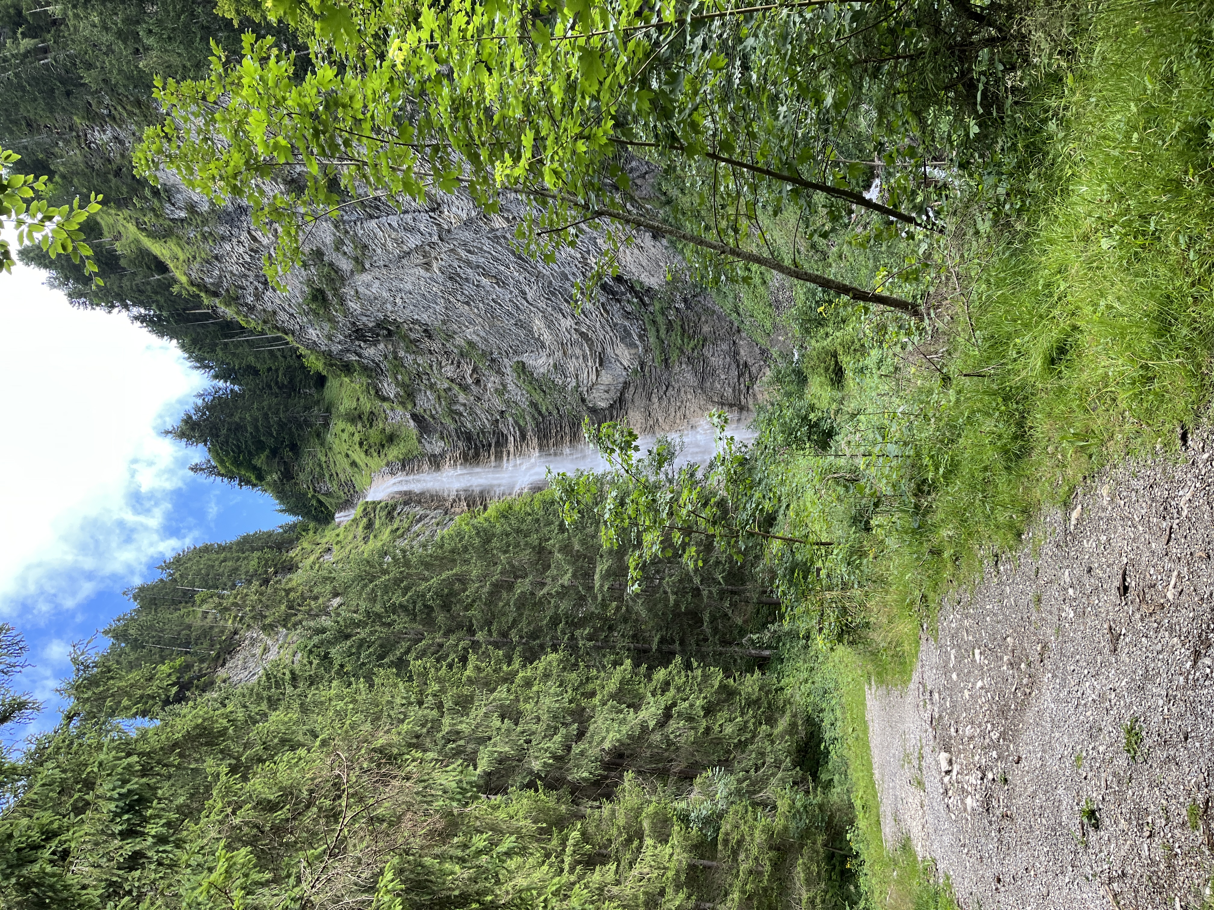 Bichlbach waterfall during field verification work in the Außerfern region